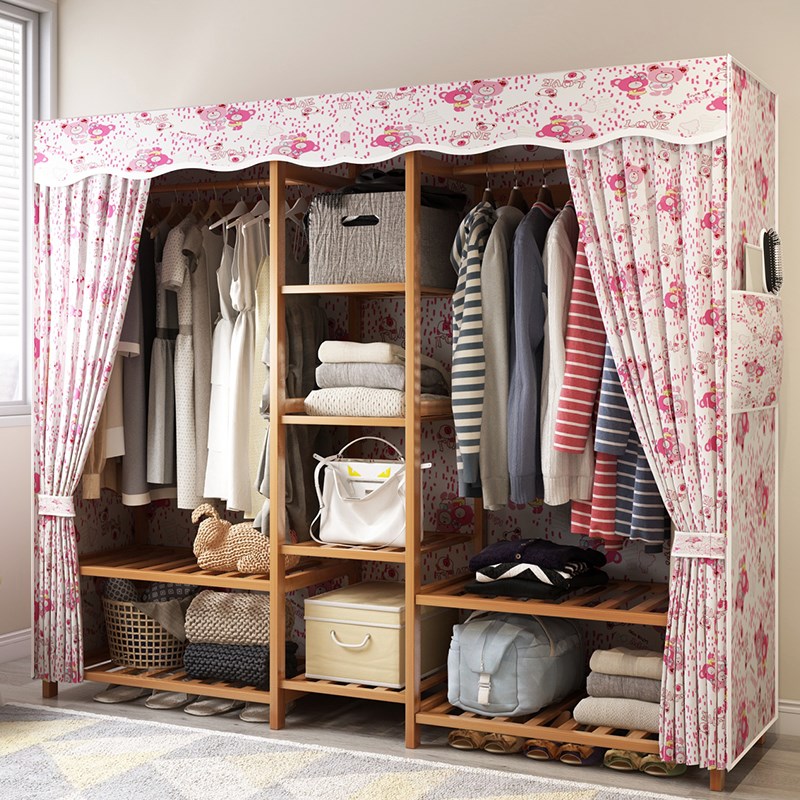 落地衣架简易组装网红布罩牛津布防尘收纳家用实木卧室楠竹布衣柜|ruв категории жилой мебели, рама тип, сочетание вешалка - от Buy2taobao.com для оказания профессиональной услуги покупки агента Taobao