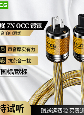 YYTCG 发烧级电源线HIFI音质7N单晶铜镀银功放胆机CD机前后级音响解码器滤波电源连接线国标美标欧标品字尾插