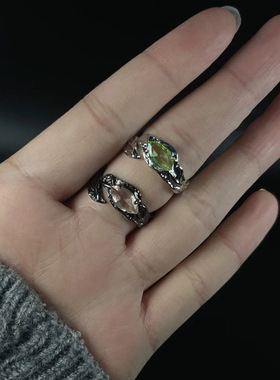 英国TopWhit新款猫眼石戒指情侣戒中性风小众设计高级感食指戒