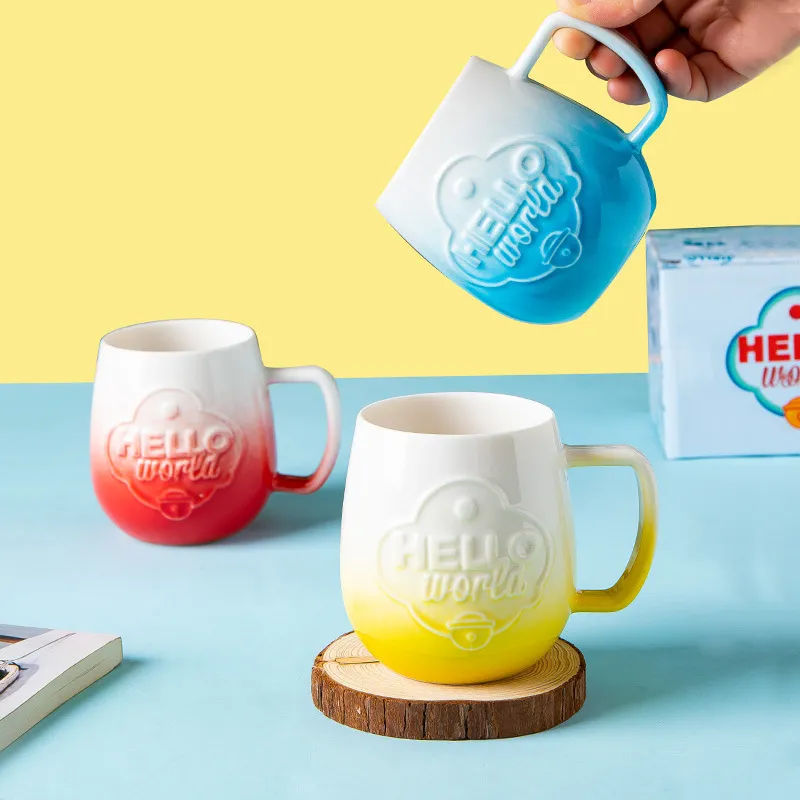 哆啦A梦卡通喝水杯马克杯单杯渐变色釉杯子机器猫蓝胖子,餐饮具,马克杯,淘宝优惠券,粉丝福利购,淘宝优惠卷
