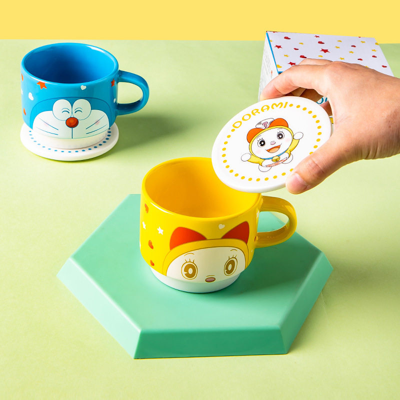 小叮当机器猫哆啦A梦家用陶瓷卡通茶杯马克杯咖啡杯易收纳叠叠杯,餐饮具,定制/广告杯,淘宝优惠券,粉丝福利购,淘宝优惠卷