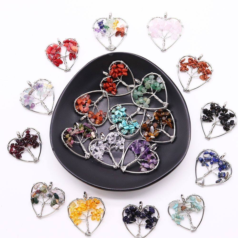 天然石心形生命树蓝砂碎石吊坠 DIY时尚项链饰品配件钥匙扣耳环,饰品/流行首饰/时尚饰品新,银饰项链,淘宝优惠券,粉丝福利购,淘宝优惠卷