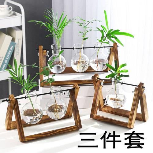 【木架水培三件套】干花玫瑰家用