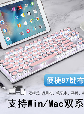 蓝牙机械键盘87键无线MAC笔记本适用于台式电脑华为平板苹果ipad