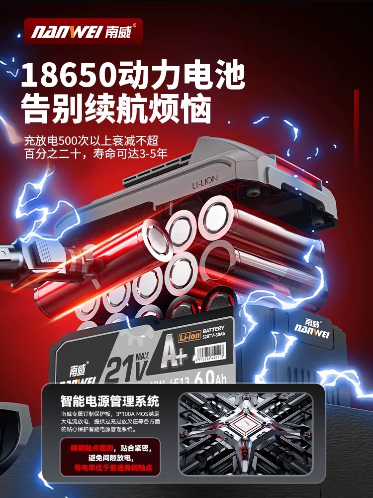 Кистевой беспроводной ударный дрель с трещоткой и насадками Knight Series Brushless Charging Pulse Electric Hammer and Picks Three-Use Heavy Duty Lithium-Battery Wireless Impact Electric Drill