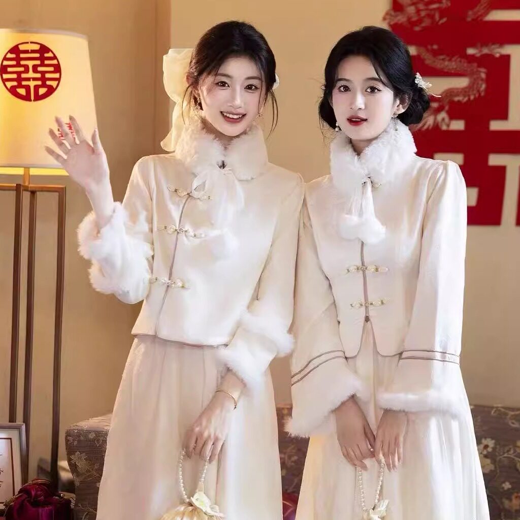 伴娘服租赁香槟色长袖秋冬季2025新款姐妹团裙显瘦平时穿出租礼服