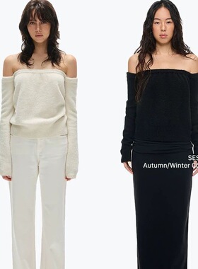 se丨毛织一字肩针织上衣 柔软贴肤 气质穿搭so