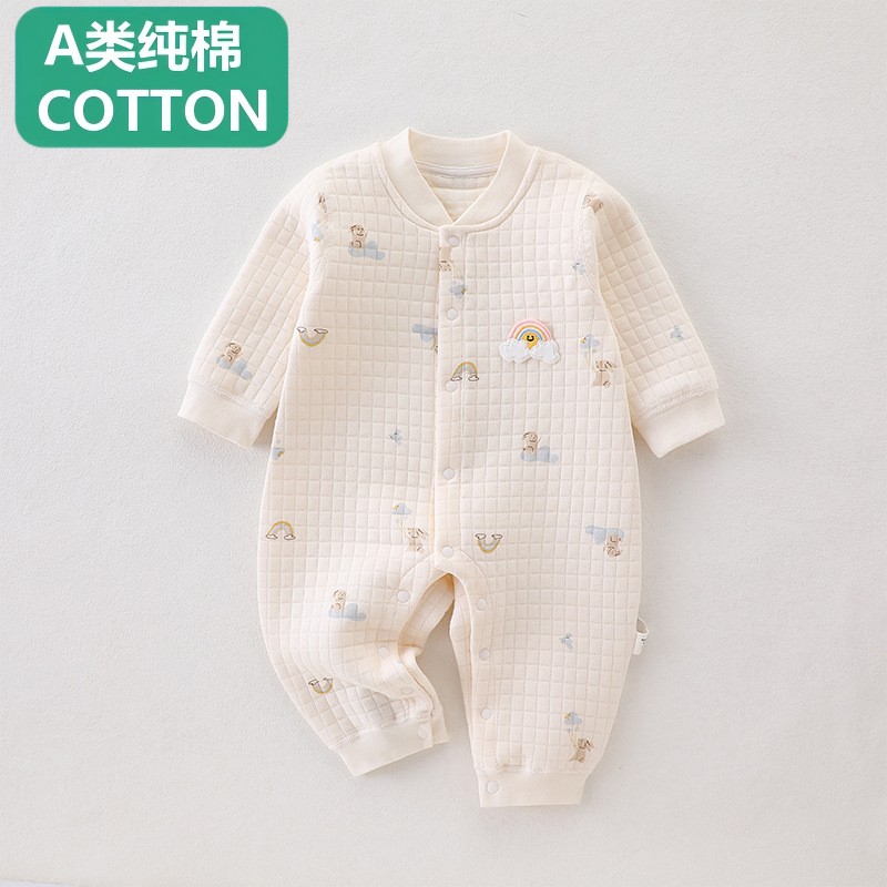 全棉婴儿连体衣春秋新生儿衣服纯棉男女宝宝秋冬套装哈衣爬服恒温