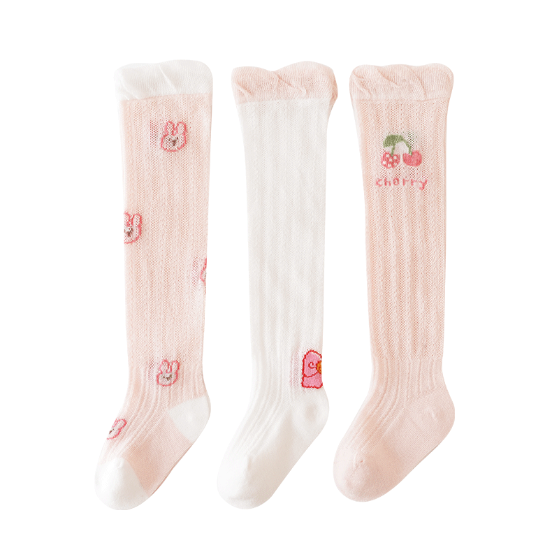 嬰兒長(zhǎng)筒襪夏季薄款棉網(wǎng)眼新生兒女寶寶過(guò)膝不勒腿春秋防蚊襪子