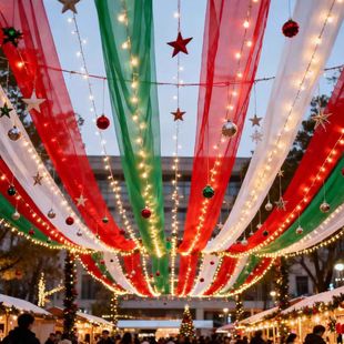 新年春节天幕装饰网红商场步行街景区节日打卡拍照道具背景布饰