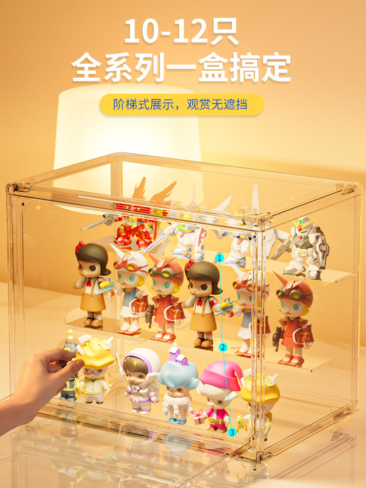 盲盒防尘收纳展示架泡泡玛特亚克力模型手办积木娃娃透明盒子柜墙