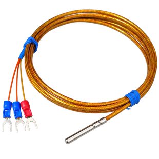 Pt100温度传感器铂热电阻聚醯亚胺防水高温350℃滚口封装测温探头