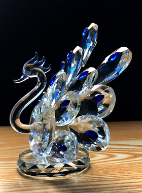 水晶孔雀装饰品电视柜礼物家居客厅酒柜简约工艺品现代桌面摆放