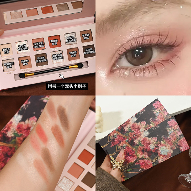 卡佩尔十二色油画风格眼影盘低饱和一体盘哑光大地色眼影彩妆