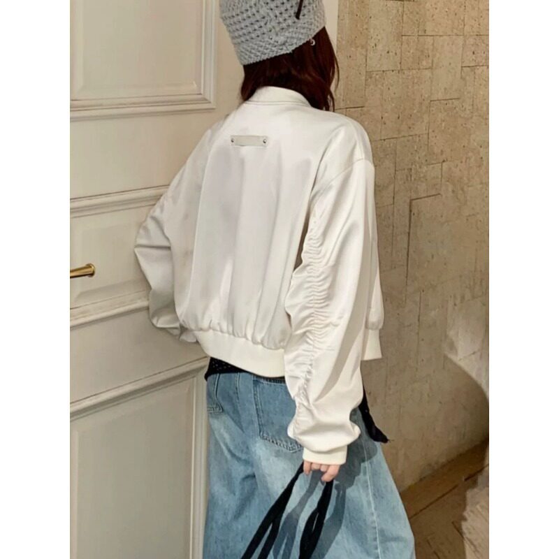 法国Gentle Motto休闲白色短款棒球服外套女2026春季新款宽松百搭