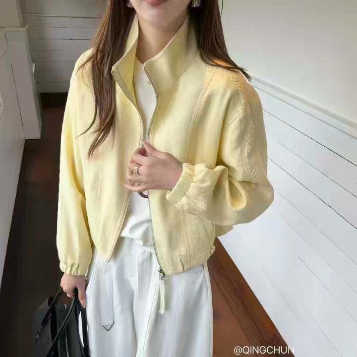 法国Gentle Motto刺绣提花外套女短款2026春季新款韩系休闲时尚