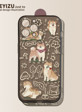 适用于苹果15手机壳全包iPhone14pro卡通柴犬plus防摔13promax透明11/12mini硅胶7/8p小狗6s黑色se3直边xs/xr
