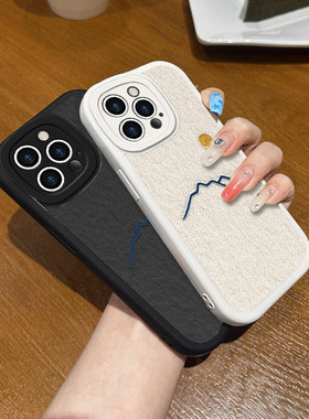 简约线条昼夜适用于苹果16手机壳15plus小羊皮14/13软硅胶12mini全包xr/xs防摔6sp高级7/8男女se2/se3高颜值