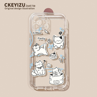 8p创意max创意6sp 适用于苹果13手机壳15女新款 iPhone14pro max透明软硅胶12pro简约小猫plus防摔xs xr全包7