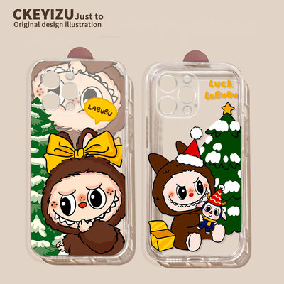 圣诞拉布布适用苹果16promax手机壳新款iPhone15透明14plus软硅胶13pro全包11/12mini防摔xs女8p/7超薄6sp