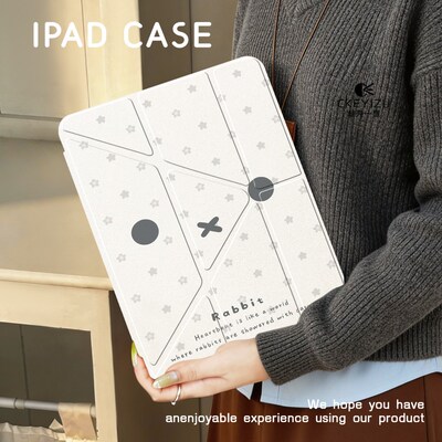 【3+Y折旋转】适用于ipadpro保护壳air8星星米菲2025新款ipad11横竖支撑十代亚克力mini7/6防弯摔平板套10.2