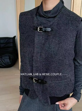 现货2025REFOUND TEN秋冬新款设计师100%羊毛毛呢马甲