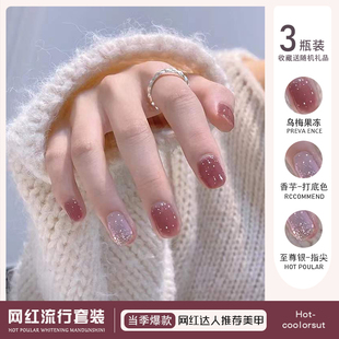 春夏网红果冻色系指甲油胶2025年新款流行冰透色系美甲显白小套装