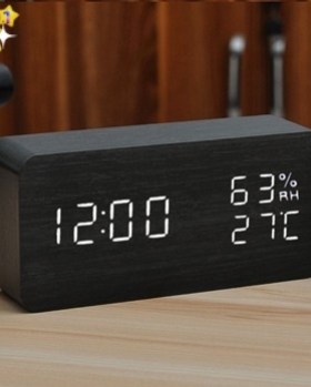 Alarm clock bedside luminous electronic clock LED wooden闹钟