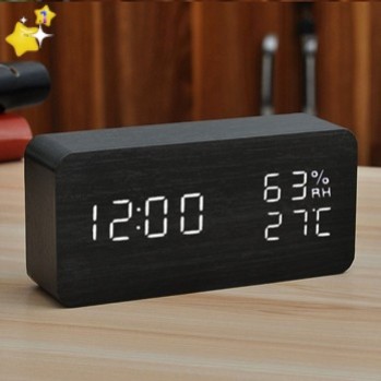 Alarm clock bedside luminous electronic clock LED wooden闹钟