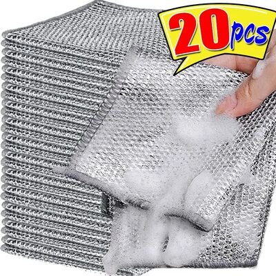 Magic Dishcloth Silver Wire Cleaning Cloths Kitchen Dish Pot