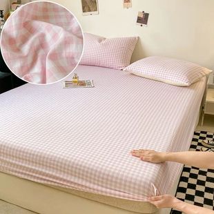 Sheet Skin friendly Plaid Cover Fitted Bed Elastic Style