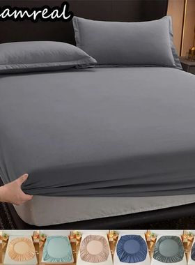 100% Cotton Fitted Bed Sheet Solid Color Mattress Cover with