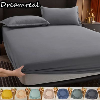 100% Cotton Fitted Bed Sheet Solid Color Mattress Cover with