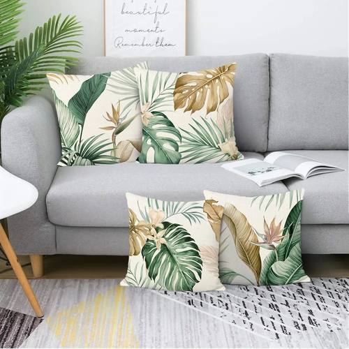 Tropical Greenery Printed Pillow 18x18 inch Turtleback Leaf