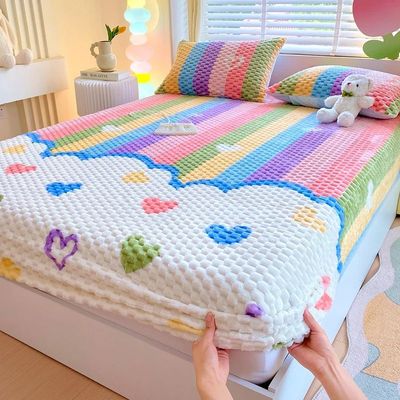 Warm Fitted Sheet Soft Velvet Bed Cover Double Bedsheet Wint