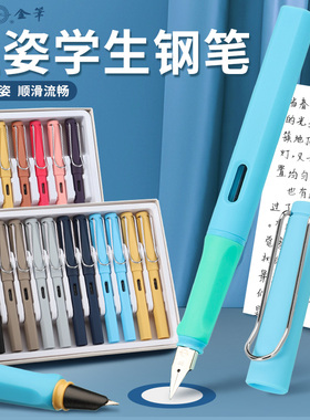 永生3000A软胶正姿钢笔三年级学生日常书写专用暗尖消字笔可擦初学者书法练字明尖通用3.4大口径墨囊免费刻字