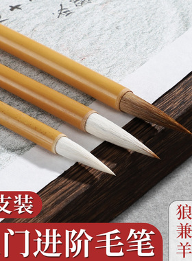 永生墨痴兼毫毛笔楷书初学者入门毛笔逐墨羊毫毛笔套装学生隶书篆书书法国画练习文墨狼毫专业毛笔文房四宝