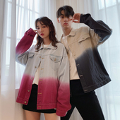 ins网红外套潮 情侣装 2019港味男女渐变宽松牛仔服夹克春秋季 新款