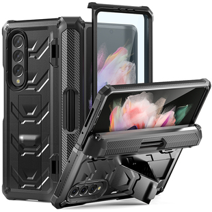 适用三星Galaxy Z Fold5/4手机壳带笔槽折叠屏翻盖保护套7.6寸F9260/F936B全包边软壳硅胶ZFold3横竖支架W24