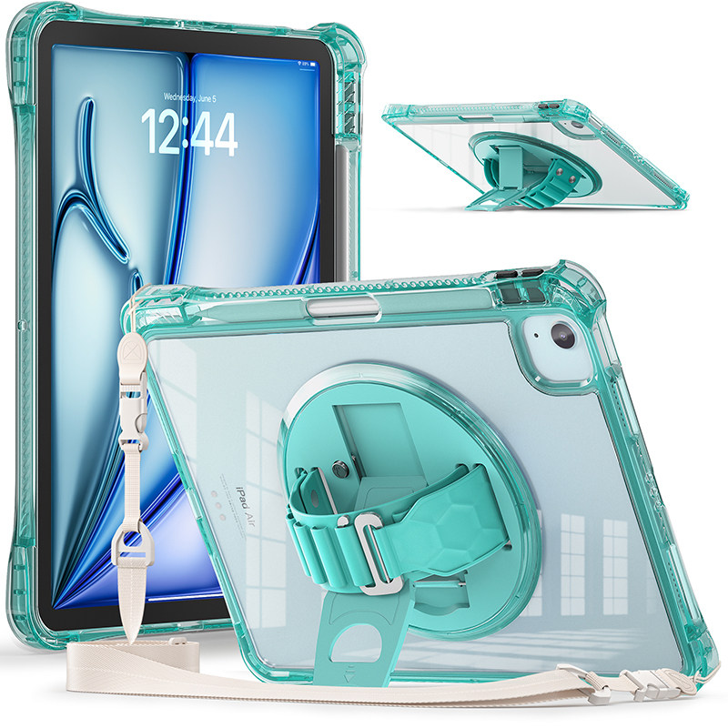 适用2025iPad Air11/8保护套带笔槽2022/24苹果Pro12.9/13英寸12代平板10全包软壳硅胶4/5防摔旋转7支架Mini6