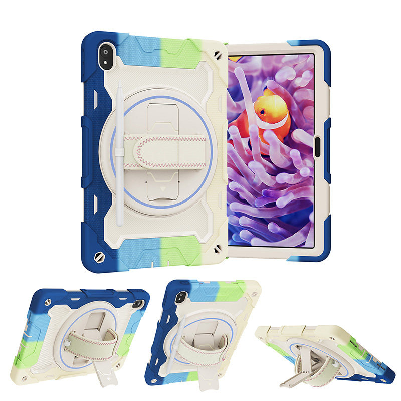适用联想小新pad Plus保护套手托11英寸TB-J606F/M/N全包边软壳硅胶平板电脑TB-J607F/L旋转支架J617F挂肩绳