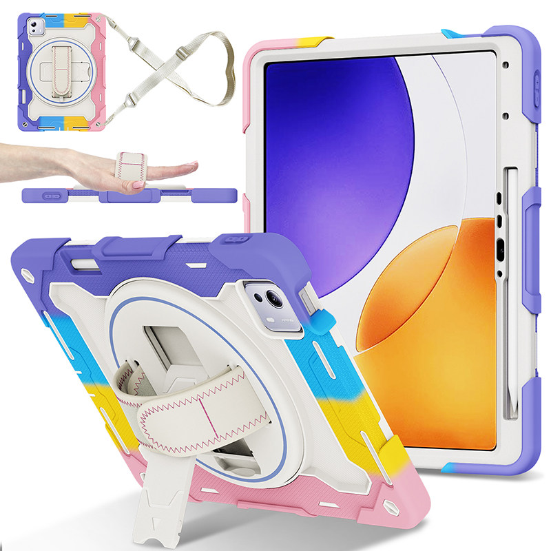 适用Xiaomi Pad 7S Pro保护套带笔槽小米平板6S电脑5Pro12.4英寸12.5全包边软壳防摔硅胶360旋转支架手托挂绳