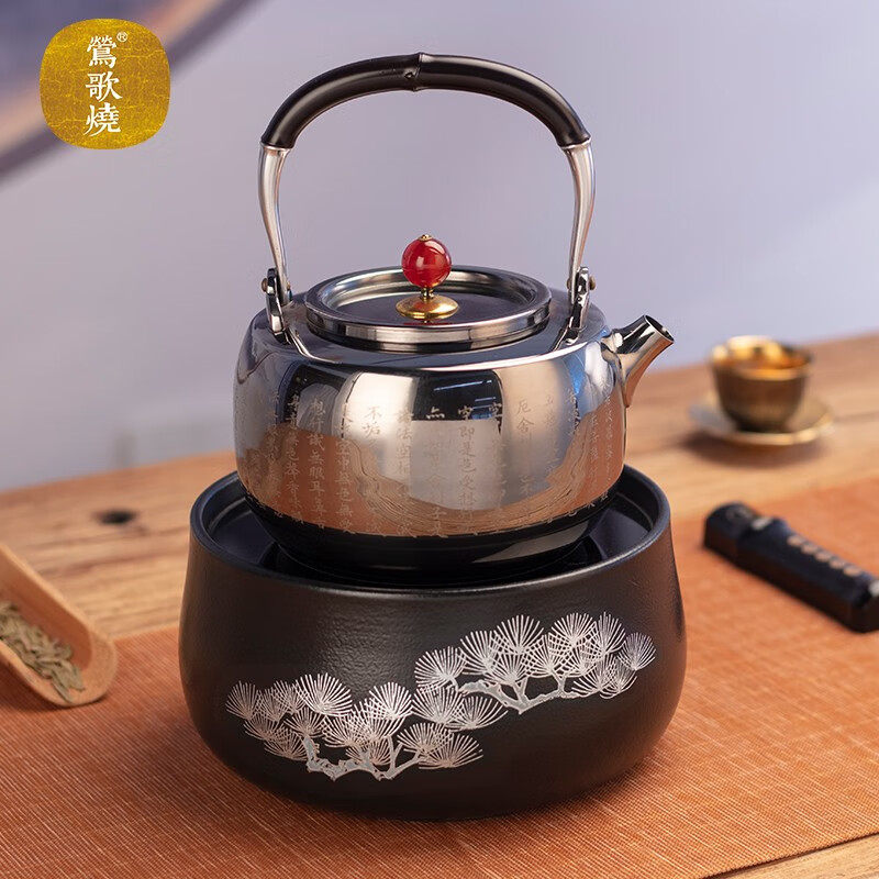 莺歌烧黑晶炉家用小型煮茶炉铁银陶玻璃壶专用高档台式烧水煮茶器