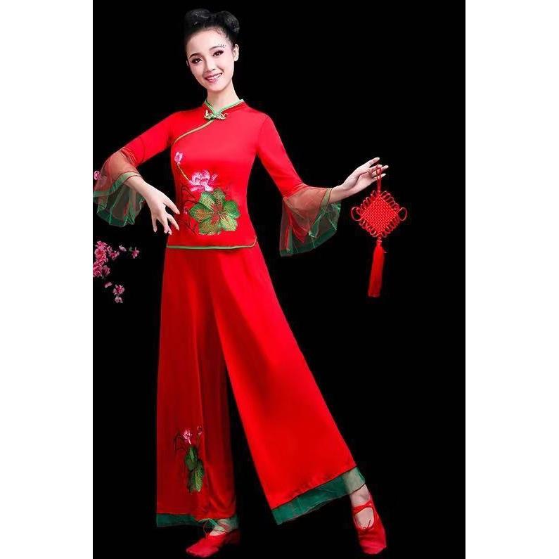 特价广场舞套装大妈舞蹈秧歌服杨丽萍古典腰鼓服扇子舞喜庆成人服