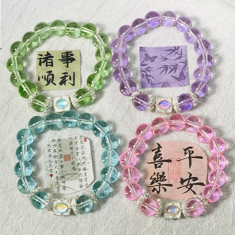 高级感新款方块琉璃手串水晶串珠小众ins设计手饰学生送闺蜜手链