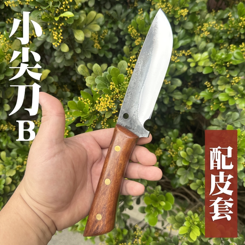 户外锻打小刀配皮套剔骨割肉切砍