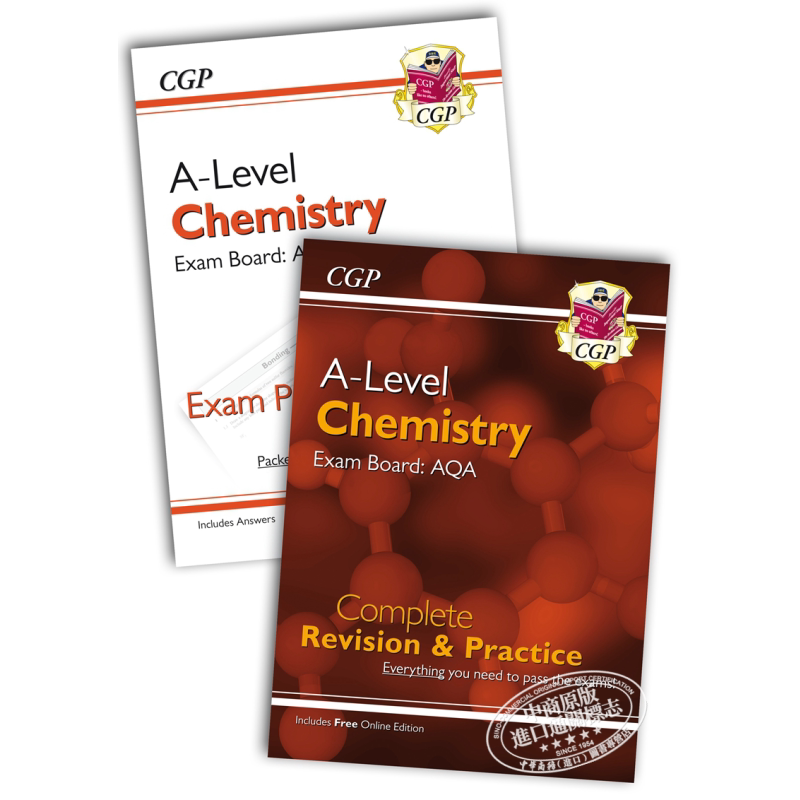 预售 英国CGP教材 Complete Revision and Exam Practice A-Level Chemistry AQA Year 1 & 2 化学备考套装两册 含电子版+答案