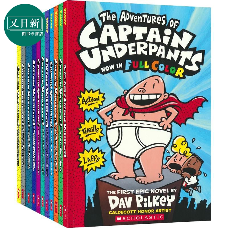 预售 Captain Underpants Paperback Color Edition#1-11 内裤超人全彩版1-11册平装套装 英文原版学乐儿童幽默故事书 又日新 书籍/杂志/报纸 儿童读物原版书 原图主图