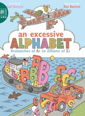 过多的字母 Ron Barrett Excessive Alphabet 英文原版 儿童绘本 字母词汇图画书 精装绘本 从很多a到无数Z的雪崩 又日新