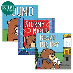 Bear Salina 儿童绘本纸板书 英文原版 Floppy Yoon Big Stormy and Found Night Day 又日新 熊囧囧与兔太郎系列3册套装